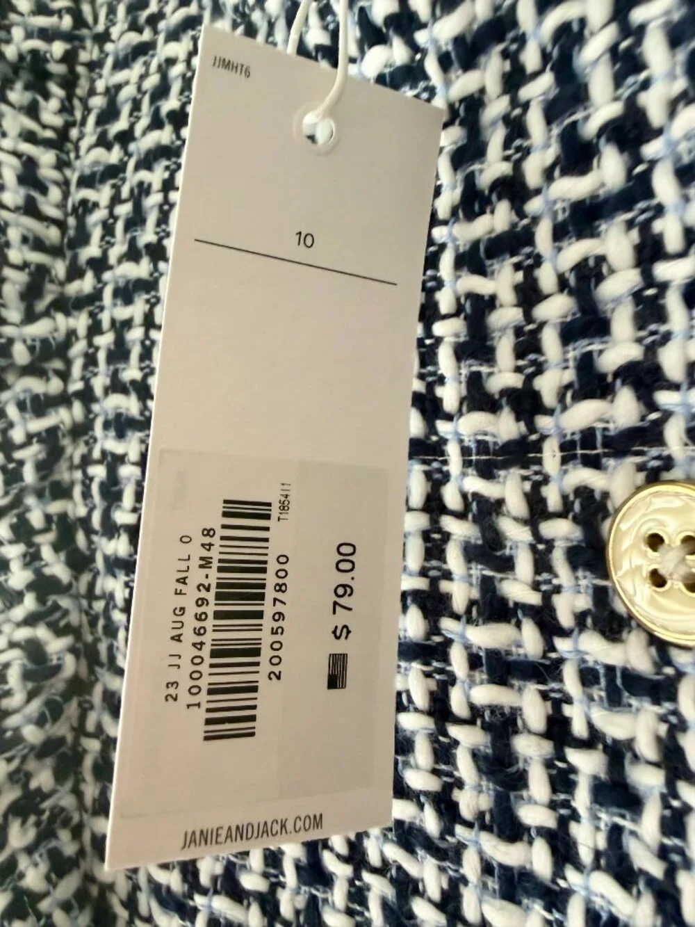 NWT Janie and Jack Girls Navy White Textured Dress Size 10